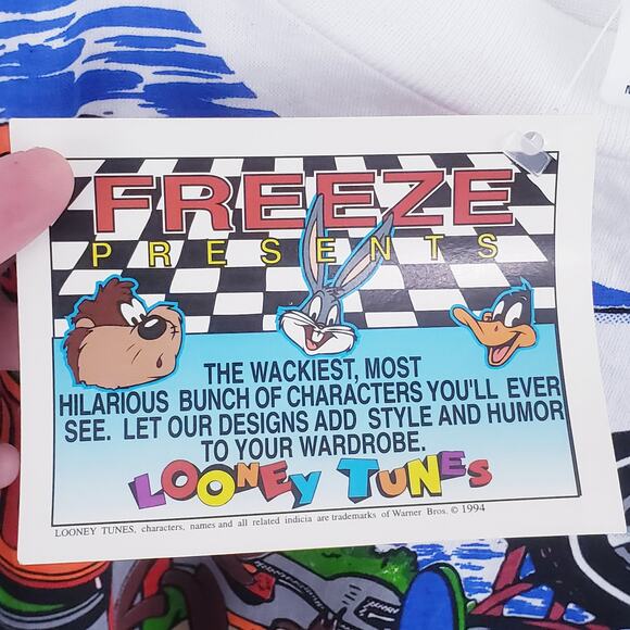 Vintage Looney Tunes Shirt Mens XL Acme Gas Station Graphic Freeze 90s 1994 - Picture 6 of 14